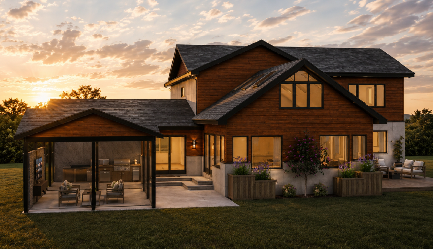 Family Home Exterior — Rear Detail